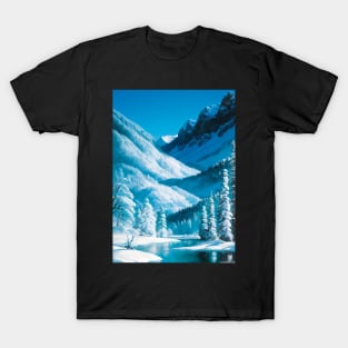 Snowy Alpine River in Winter T-Shirt